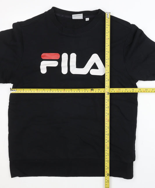 FILA Mens Black Sweatshirt S Regular Fit Logo Pullover Jumper