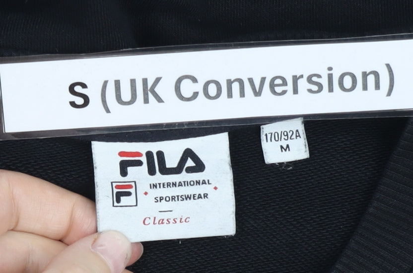 FILA Mens Black Sweatshirt S Regular Fit Logo Pullover Jumper