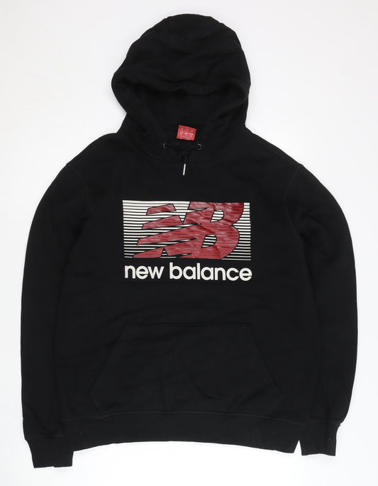 New Balance Men’s Black Hoodie S Pullover Sports Logo Sweatshirt