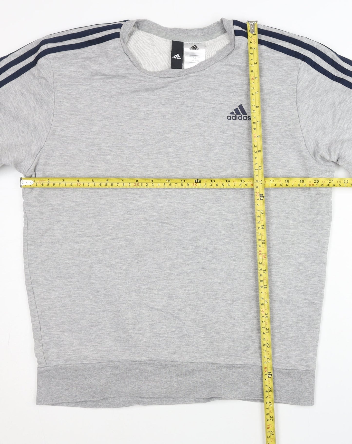 Adidas Men’s Grey Sweatshirt L Crew Neck Pullover Sports Striped