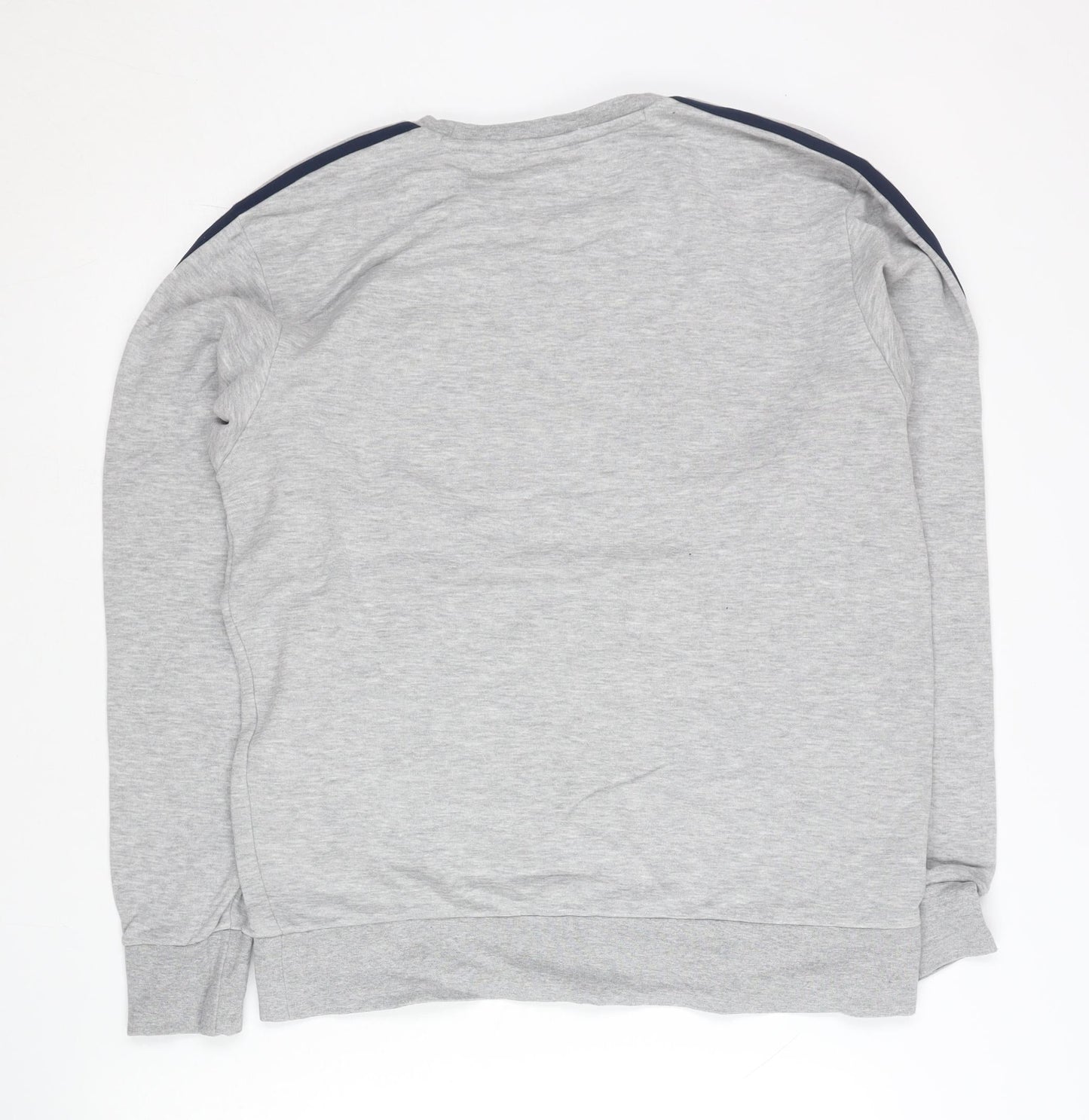 Adidas Men’s Grey Sweatshirt L Crew Neck Pullover Sports Striped