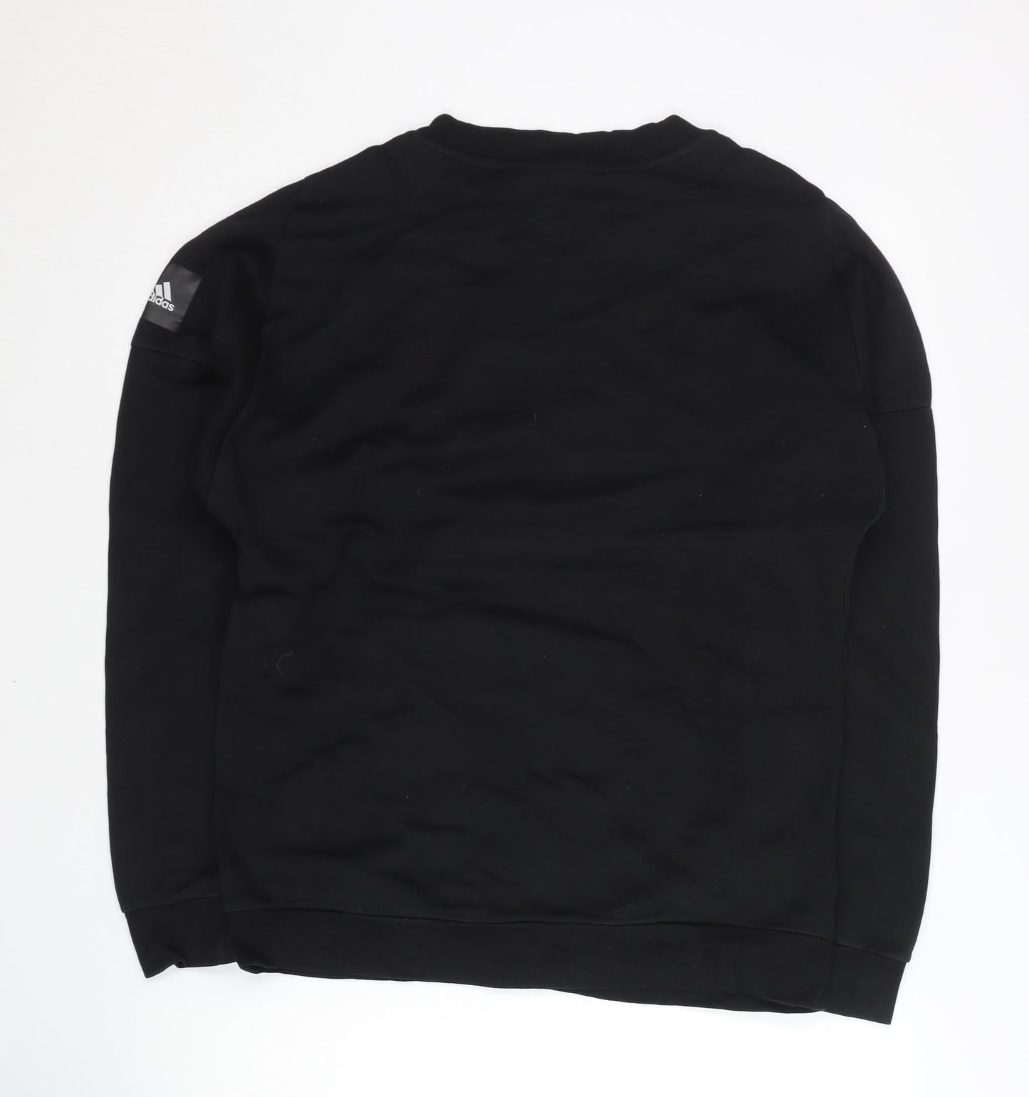 Adidas Mens Black Pullover Sweatshirt M Crew Neck Zip Pocket