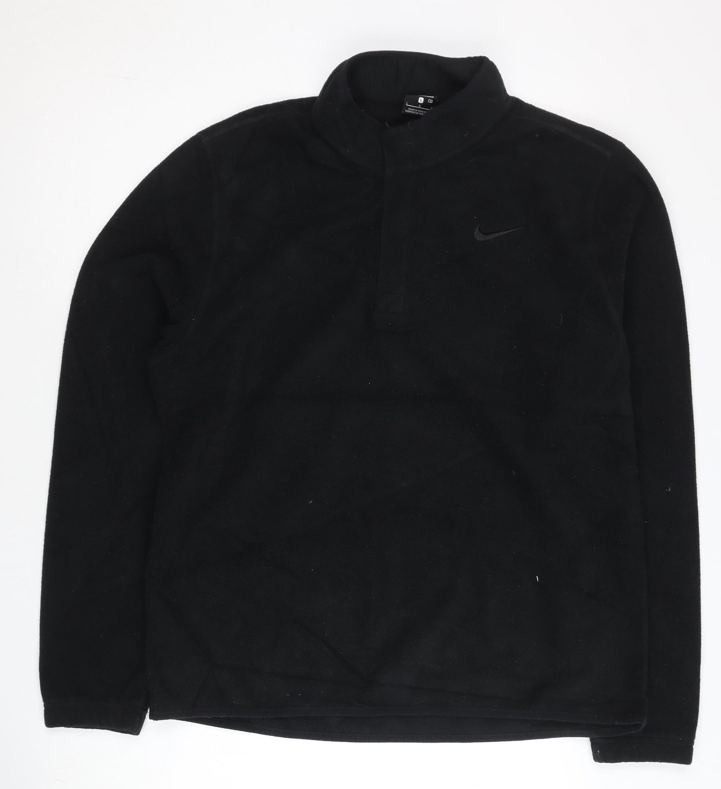 Nike Mens Black L Pullover Fleece Sweatshirt 1/4 Zip Logo