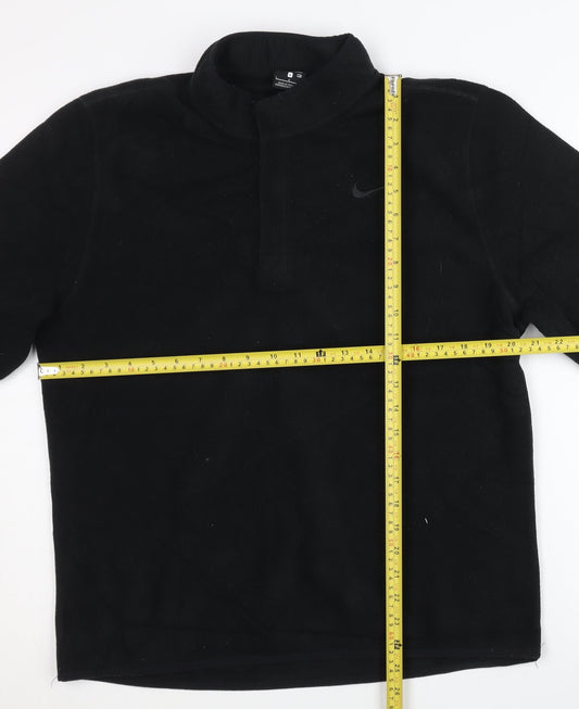 Nike Mens Black L Pullover Fleece Sweatshirt 1/4 Zip Logo