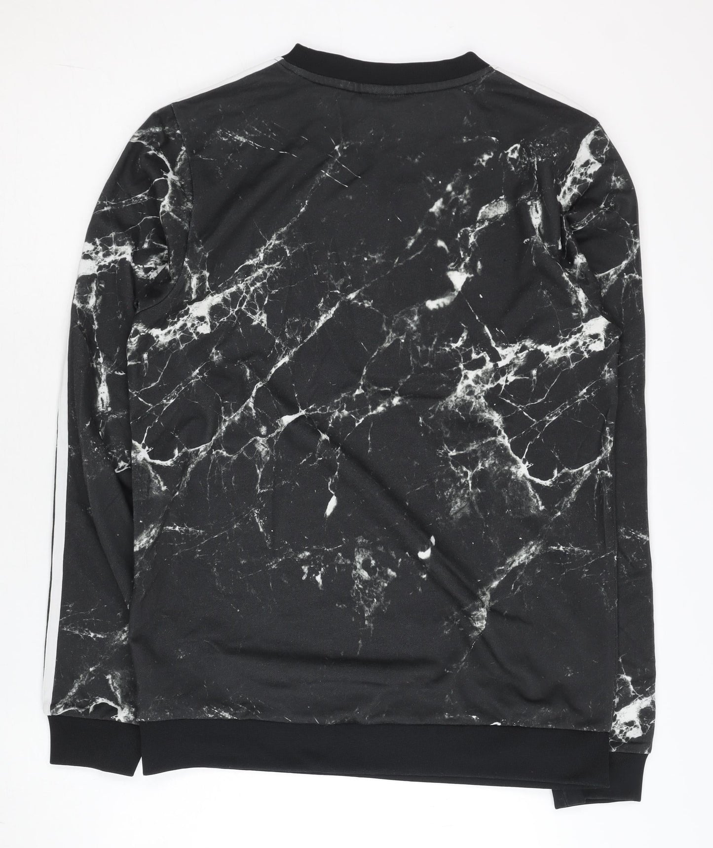 Adidas Neo Mens Black Marble Print Sweatshirt M Crew Neck Pullover