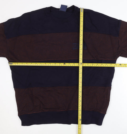 Champion Men’s Blue Brown Striped Pullover Sweatshirt Size M