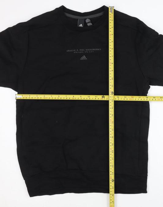 Adidas Mens Black M Sweatshirt Pullover Crew Neck Graphic Print