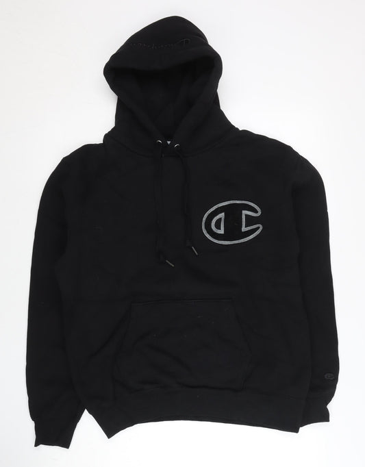 Champion Men’s Black Pullover Hoodie Large Logo Hooded Sweatshirt