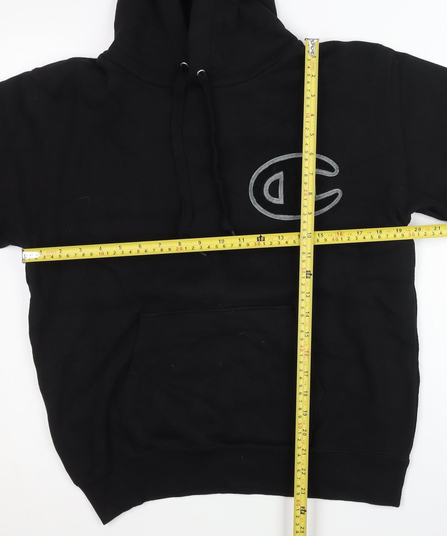 Champion Men’s Black Pullover Hoodie Large Logo Hooded Sweatshirt