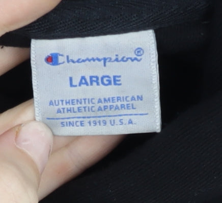 Champion Men’s Black Pullover Hoodie Large Logo Hooded Sweatshirt