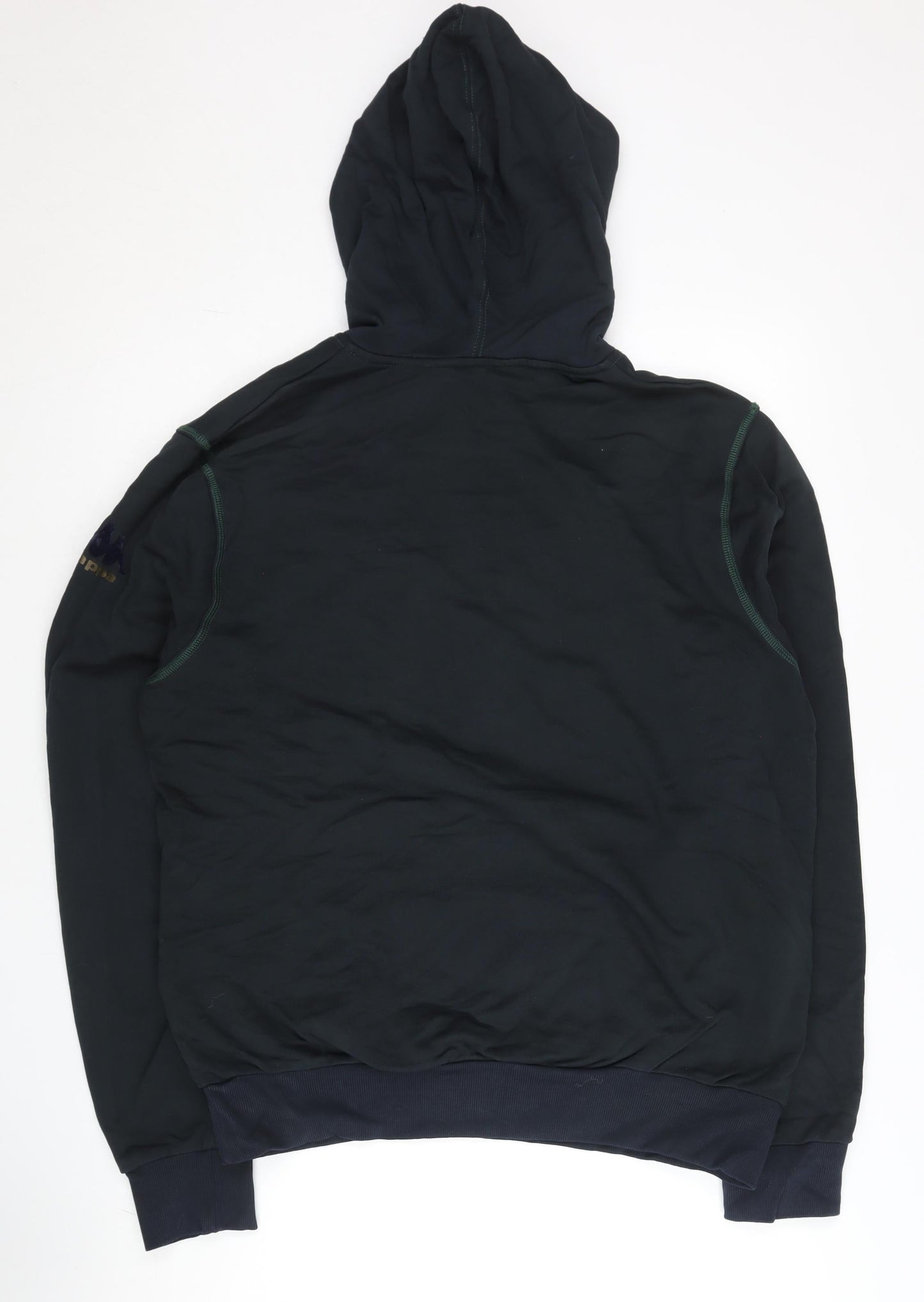 Kappa Mens Black Pullover Hoodie L Sports Logo Hooded Sweatshirt