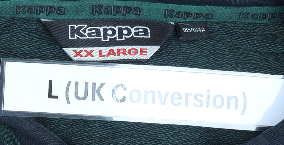 Kappa Mens Black Pullover Hoodie L Sports Logo Hooded Sweatshirt