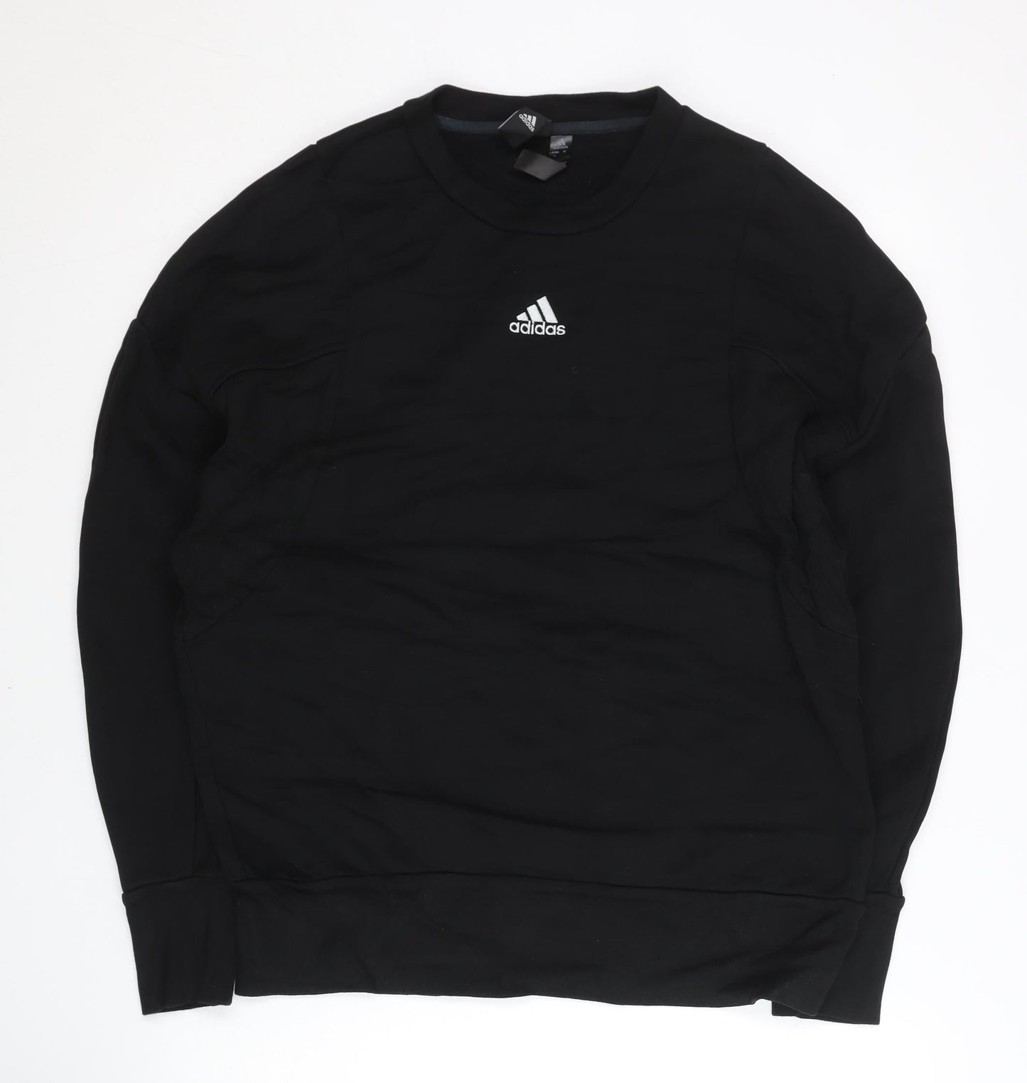Adidas Mens Black L Pullover Sweatshirt Crew Neck Logo Sports