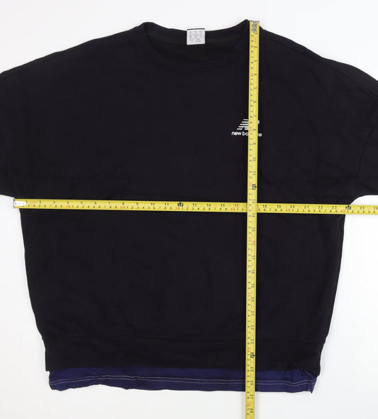 New Balance Men’s Black S Pullover Sweatshirt Crew Neck Logo