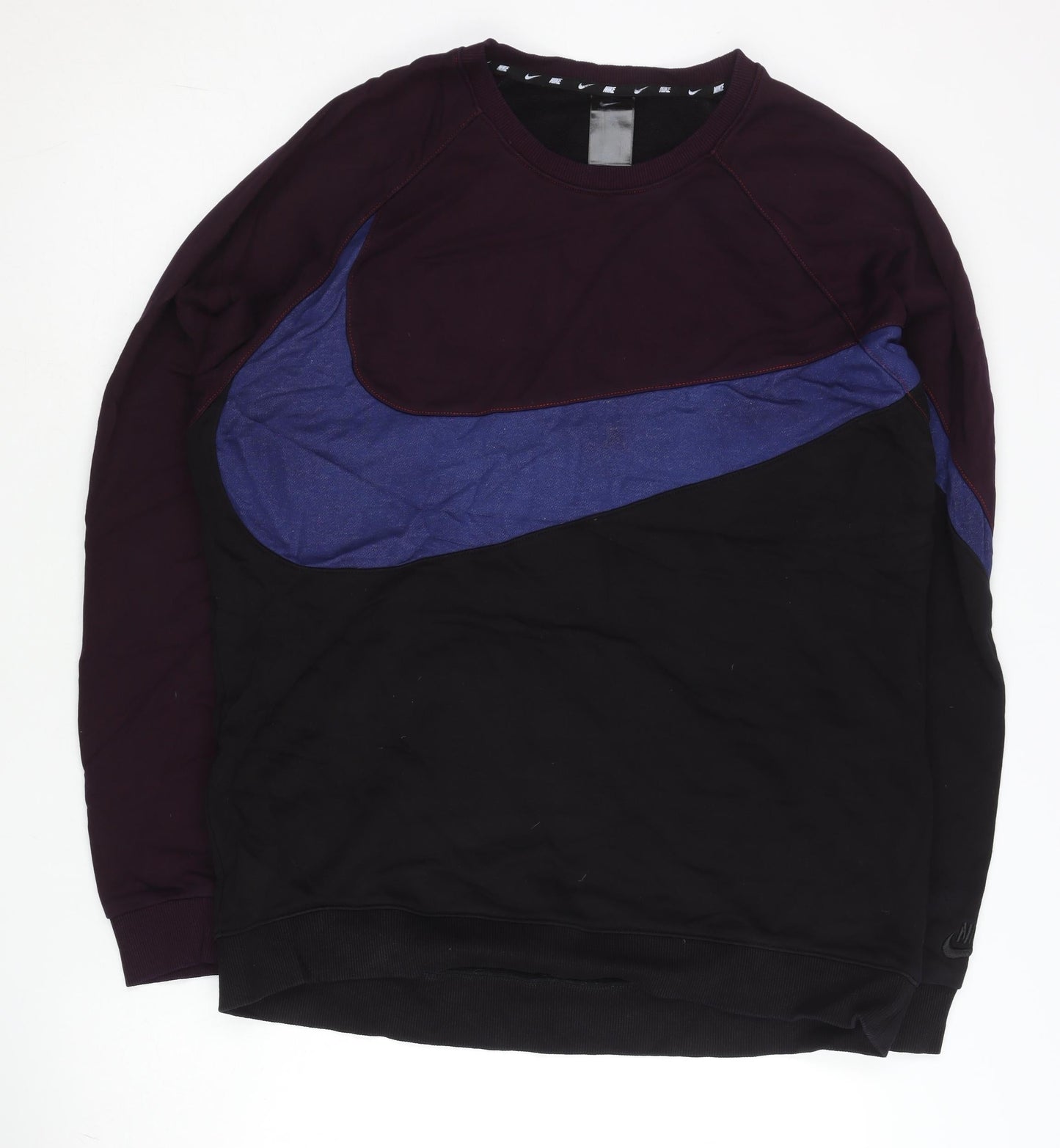 Nike Men’s Black Purple Blue L Sweatshirt Pullover Crew Neck