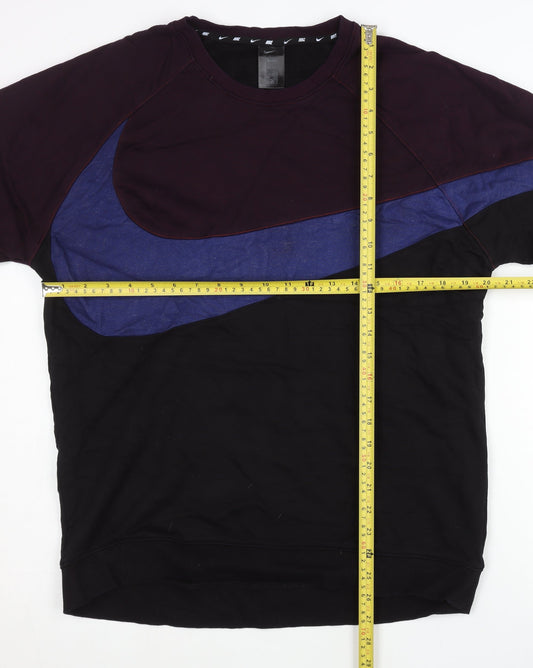 Nike Men’s Black Purple Blue L Sweatshirt Pullover Crew Neck