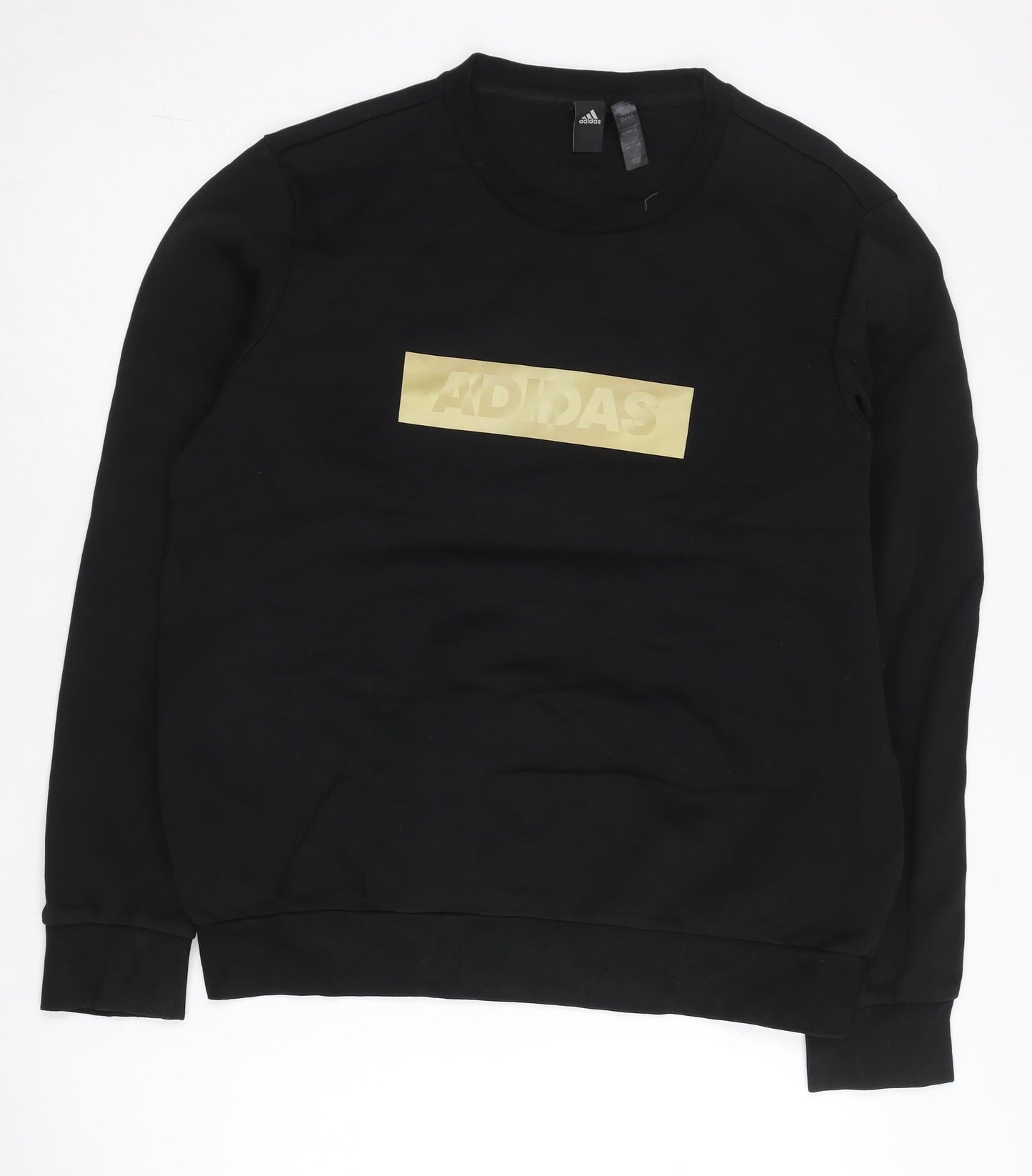 Adidas Mens Black Sweatshirt M Crew Neck Pullover Logo Sportswear