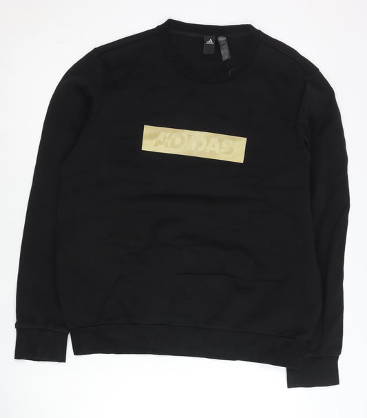 Adidas Mens Black Sweatshirt M Crew Neck Pullover Logo Sportswear