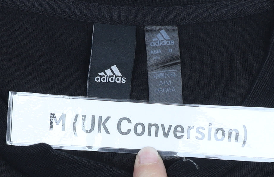 Adidas Mens Black Sweatshirt M Crew Neck Pullover Logo Sportswear