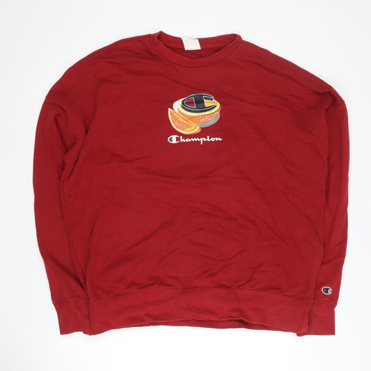 Champion Men’s Red Large Pullover Sweatshirt Graphic Print Crew Neck