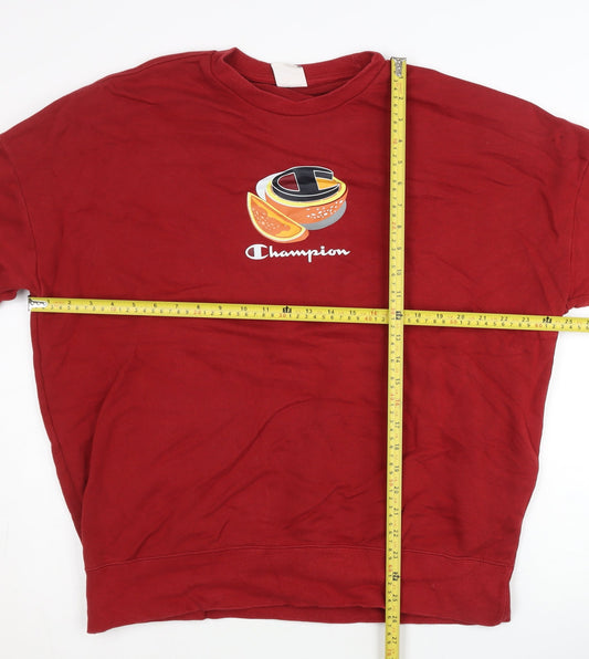 Champion Men’s Red Large Pullover Sweatshirt Graphic Print Crew Neck