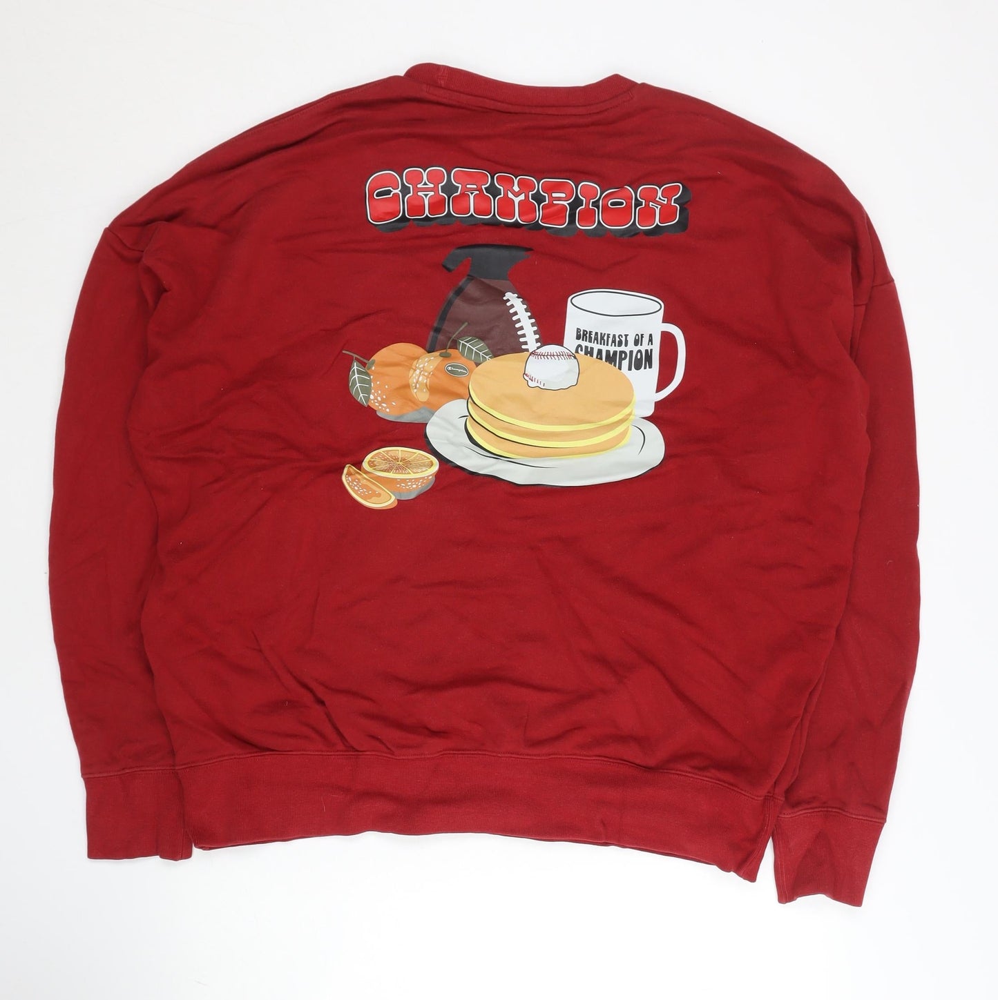 Champion Men’s Red Large Pullover Sweatshirt Graphic Print Crew Neck