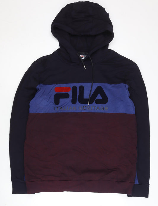 Additional front view of Fila Men’s Multicoloured Pullover Hoodie, size L, Logo Graphic