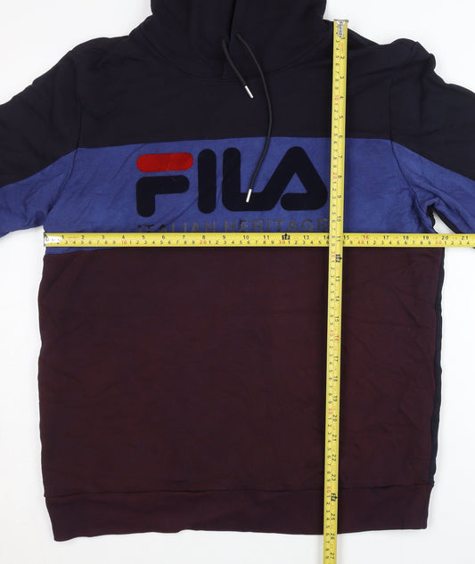 Fila Men’s Multicoloured Pullover Hoodie Size L Logo Graphic