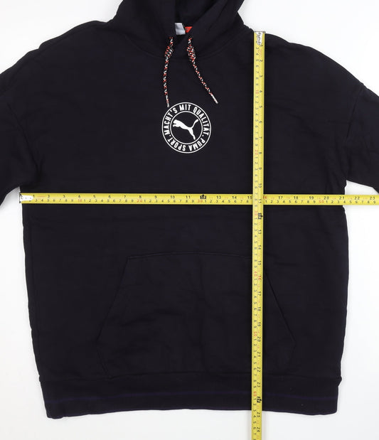 Puma Mens Black Pullover Hoodie S Graphic Logo Sportswear
