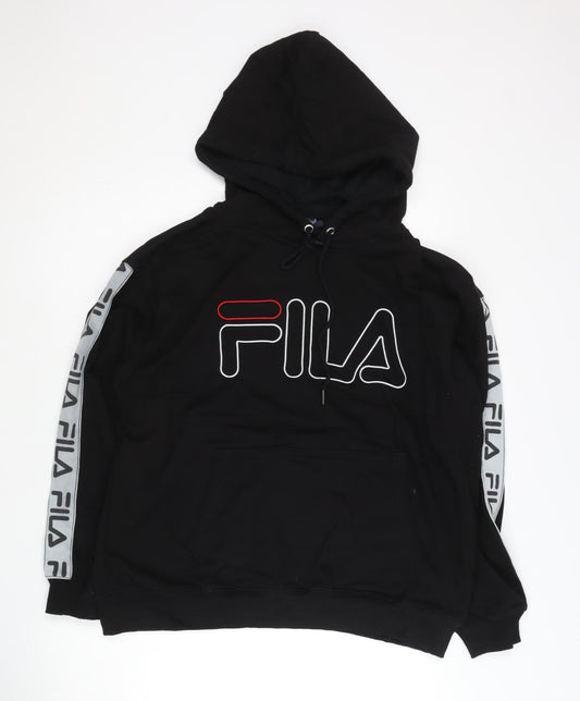 Fila Men’s Black Pullover Hoodie M Logo Graphic Sportswear