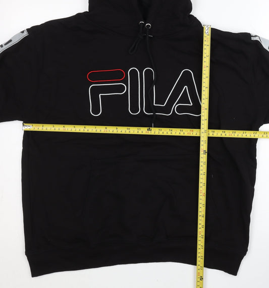 Fila Men’s Black Pullover Hoodie M Logo Graphic Sportswear