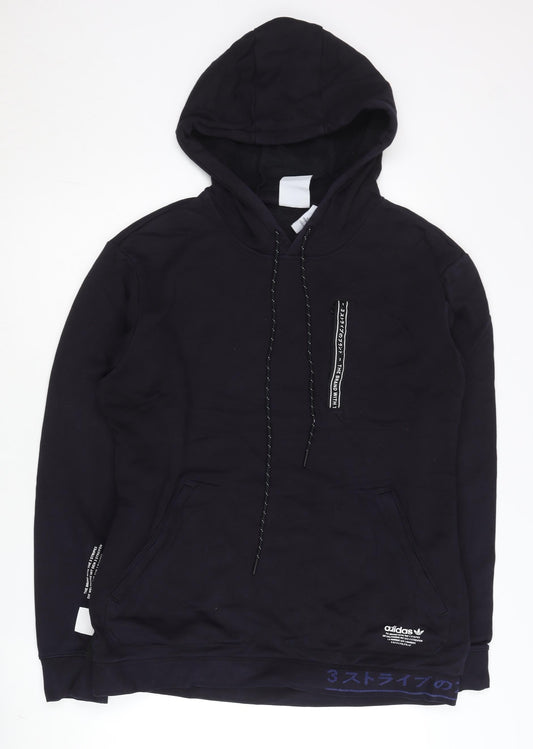 Adidas Men’s Black Pullover Hoodie Size L Logo Sportswear