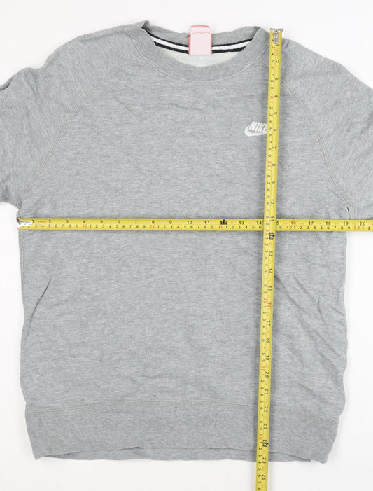 Nike Men’s Grey Cotton Sports Sweatshirt M Pullover Crew Neck