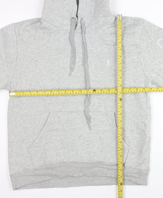 Champion Mens Grey Pullover Hoodie Medium Logo Embroidered Sweatshirt