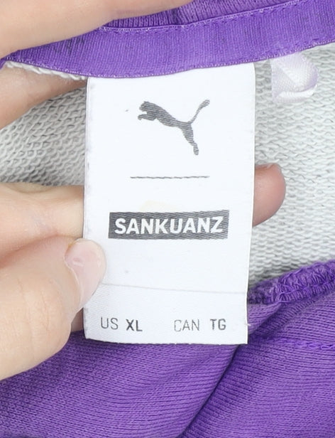 Puma Sankuanz Men’s Grey Purple XL Pullover Hoodie Short Sleeve Streetwear