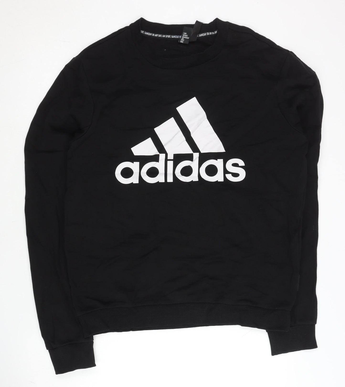 Adidas Mens Black L Sweatshirt Pullover Logo Crew Neck Sportswear