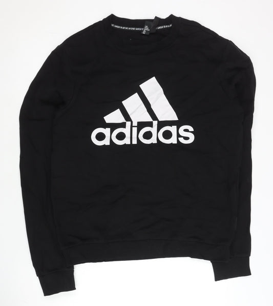 Adidas Mens Black L Sweatshirt Pullover Logo Crew Neck Sportswear