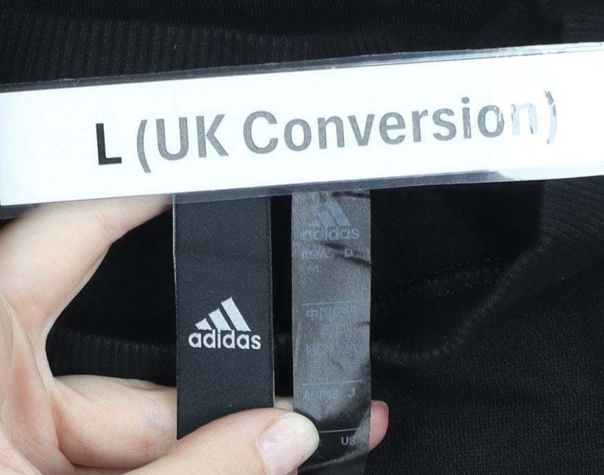 Adidas Mens Black L Sweatshirt Pullover Logo Crew Neck Sportswear