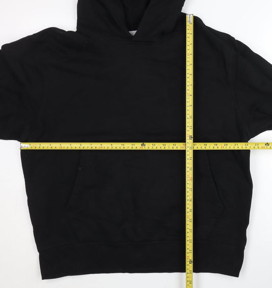 Adidas Men’s Black Pullover Hoodie L Logo Cotton Blend