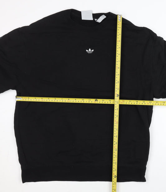 Adidas Mens Black L Sweatshirt Pullover Crew Logo Long Sleeve