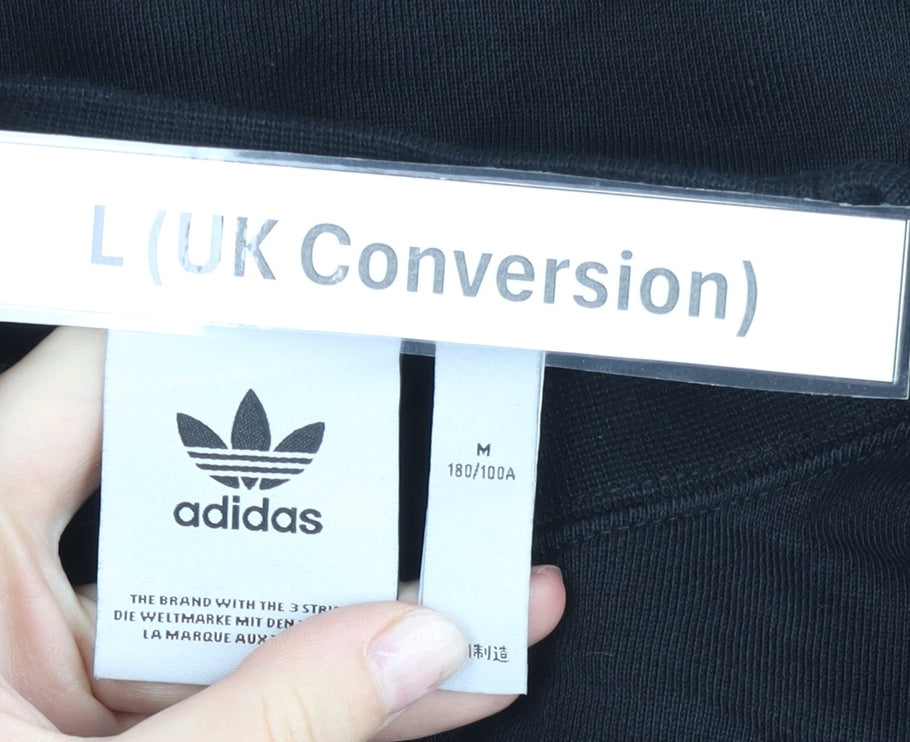 Adidas Mens Black L Sweatshirt Pullover Crew Logo Long Sleeve