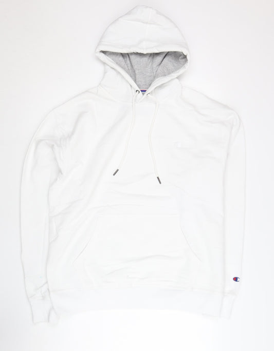 Champion Men’s White Pullover Hoodie Size L Cotton Blend