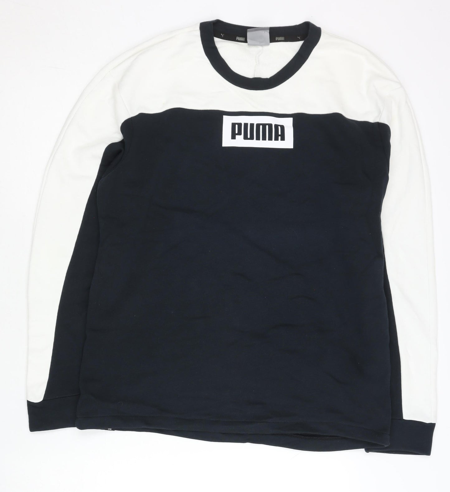 Puma Men’s Black White Logo Sweatshirt Pullover Size M Regular Fit