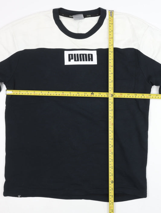 Puma Men’s Black White Logo Sweatshirt Pullover Size M Regular Fit