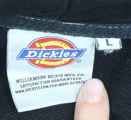 Dickies Unisex Black Pullover Hoodie L Logo Print Cotton Blend