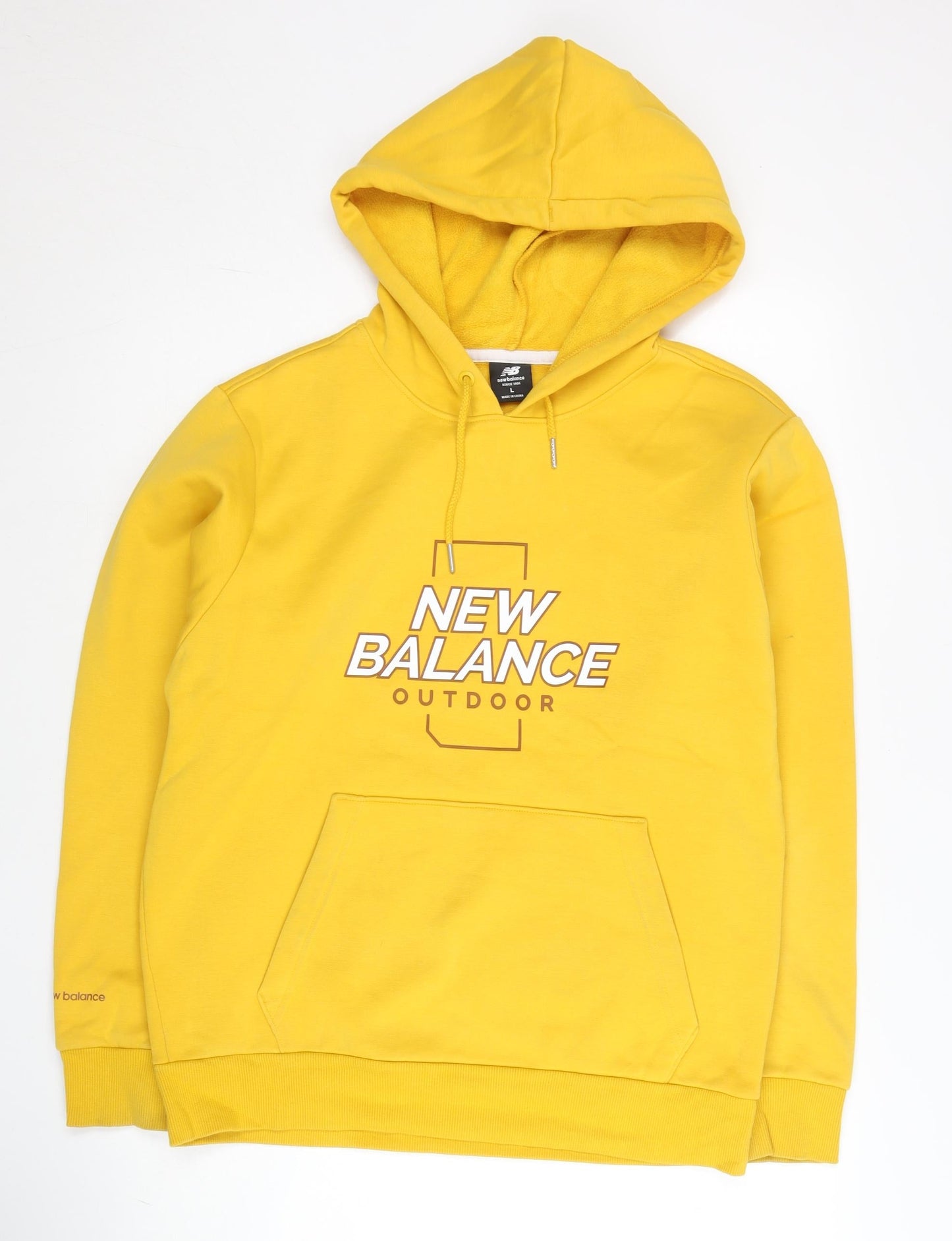New Balance Womens Yellow Pullover Hoodie Size M Outdoor Logo