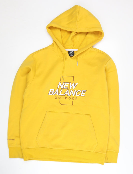 New Balance Womens Yellow Pullover Hoodie Size M Outdoor Logo