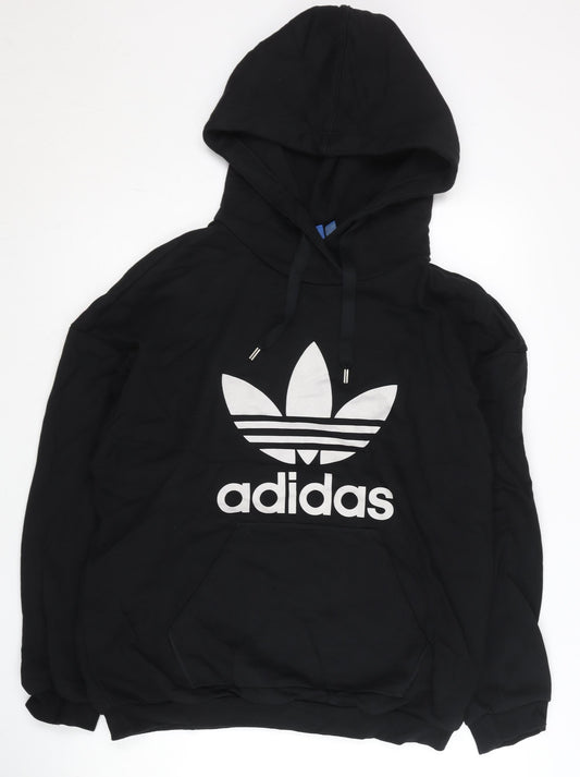 Additional front view of Adidas Men’s Black Pullover Hoodie S Logo Fleece Sportswear