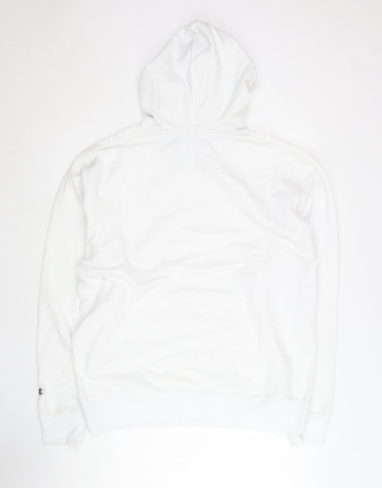 Champion Mens White Pullover Hoodie L Logo Athletic Fleece