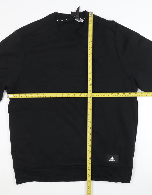 Adidas Men’s Black L Pullover Sweatshirt Logo Striped Sportswear